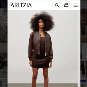 NWT Aritzia Vegan Leather Bomber Jacket in Rich Mocha Brown, size M